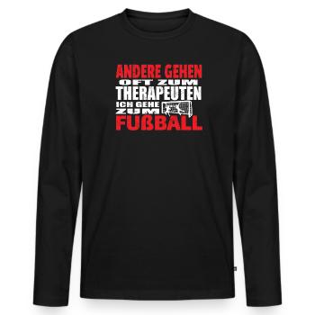 Fußballzubehör Geschenkidee Fußballfan - Männer Premium Bio Langarmshirt - Schwarz - Vorne - Nico (187cm)