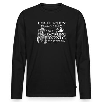 Bowling Zubehör mit Bowling Motiv - Männer Premium Bio Langarmshirt - Schwarz - Vorne - Nico (187cm)