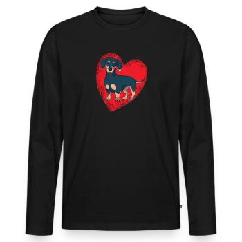 Chien teckel Propriétaire de chien Gechenkidee - T-shirt manches longues Premium bio Homme - noir - Devant - Nico (187cm)
