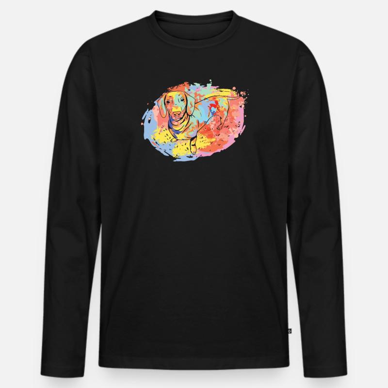 Hund Dackel Hundebesitzer Geschenkidee - Männer Premium Bio Langarmshirt - Schwarz