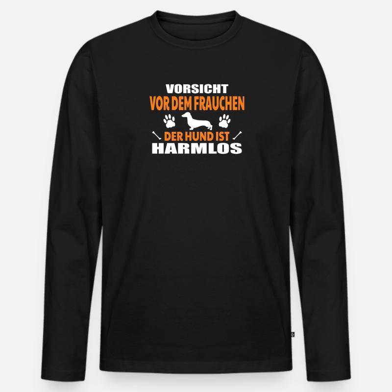 Hund Dackel Hundebesitzer Geschenkidee - Männer Premium Bio Langarmshirt - Schwarz
