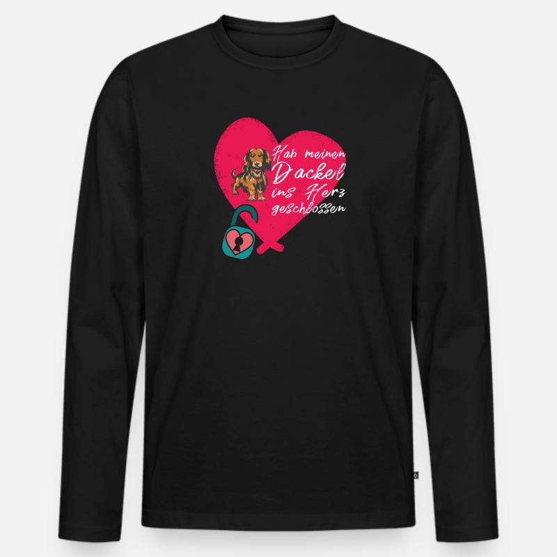 Hund Dackel Hundebesitzer Geschenkidee - Männer Premium Bio Langarmshirt - Schwarz