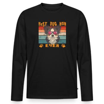 Chien Chihuahua Propriétaire de chien Gechenkidee - T-shirt manches longues Premium bio Homme - noir - Devant - Nico (187cm)