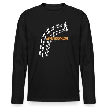 Cat Friend, Cat Accessories Gift - Men's Premium Organic Long Sleeve Shirt - black - Front - Nico (187cm)