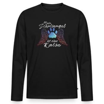 Cat Friend, Cadeau d’accessoires pour chat - T-shirt manches longues Premium bio Homme - noir - Devant - Nico (187cm)