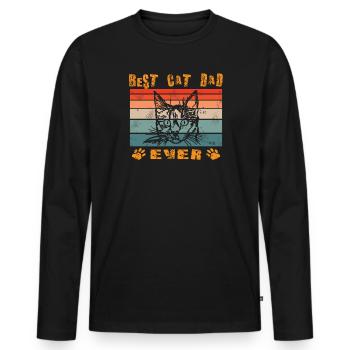 Cat Friend, Cadeau d’accessoires pour chat - T-shirt manches longues Premium bio Homme - noir - Devant - Nico (187cm)