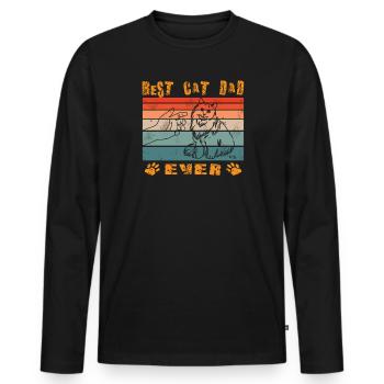 Katzenfreund, Katzenzubehör Geschenk - Männer Premium Bio Langarmshirt - Schwarz - Vorne - Nico (187cm)
