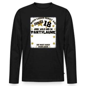 18th Birthday Girl & Boy Guestbook - Men's Premium Organic Long Sleeve Shirt - black - Front - Nico (187cm)
