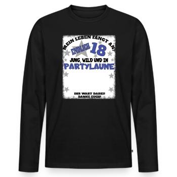 18th Birthday Girl & Boy Guestbook - Men's Premium Organic Long Sleeve Shirt - black - Front - Nico (187cm)