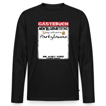 18th Birthday Girl & Boy Guestbook - Men's Premium Organic Long Sleeve Shirt - black - Front - Nico (187cm)