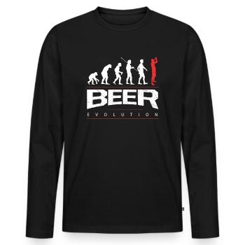 Bier Evolution - Männer Premium Bio Langarmshirt - Schwarz - Vorne - Nico (187cm)
