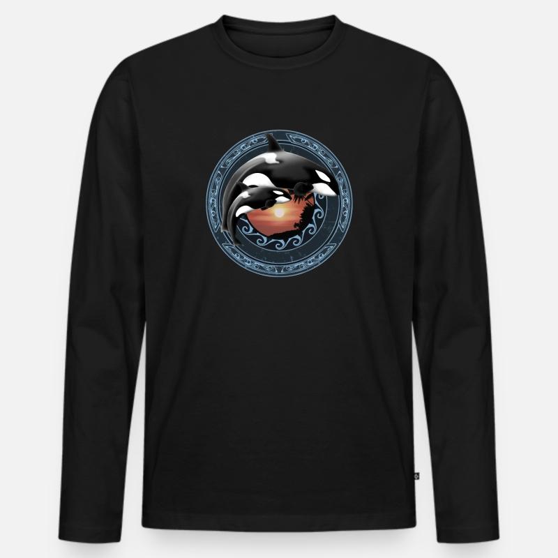 Orca Killerwal - Männer Premium Bio Langarmshirt - Schwarz