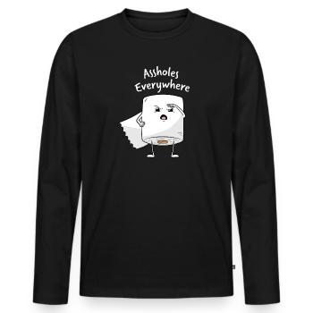 Assholes Everywhere cadeau PQ insulte - T-shirt manches longues Premium bio Homme - noir - Devant - Nico (187cm)