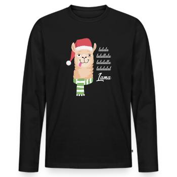 La La lama Noël Vin chaud Fête Lama - T-shirt manches longues Premium bio Homme - noir - Devant - Nico (187cm)
