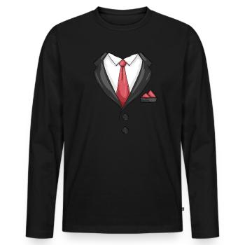 Costume de carnaval costume smoking cravate Mardi Gras - T-shirt manches longues Premium bio Homme - noir - Devant - Nico (187cm)