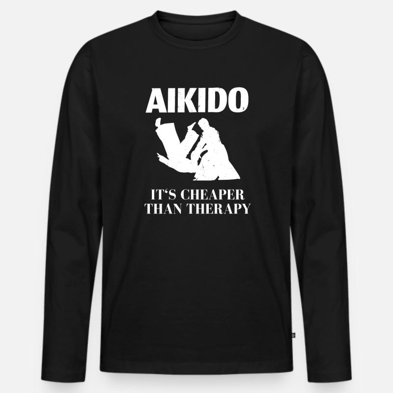 Aikido Kämpfer - Männer Premium Bio Langarmshirt - Schwarz