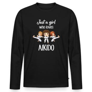 Arts Martiaux d’Aïkido - T-shirt manches longues Premium bio Homme - noir - Devant - Nico (187cm)