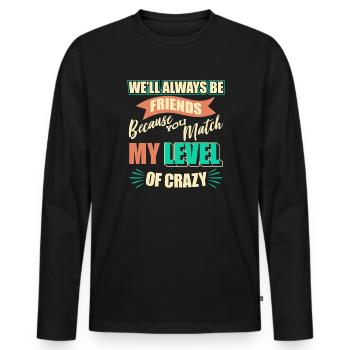 Freund Beste Freunde - Männer Premium Bio Langarmshirt - Schwarz - Vorne - Nico (187cm)