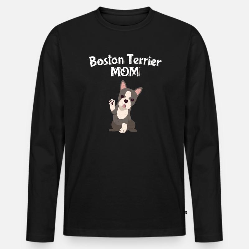 Boston Terrier Mom - Männer Premium Bio Langarmshirt - Schwarz