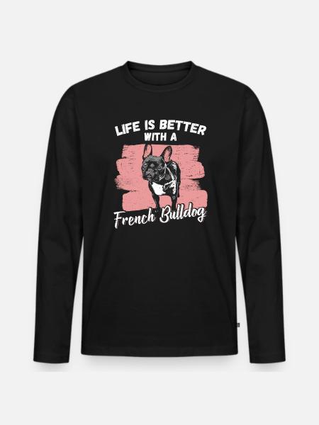 French Bulldog - Men's Premium Organic Long Sleeve Shirt - black