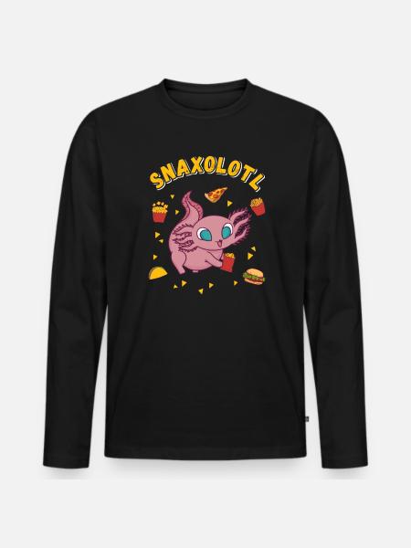 Axolotl Snaxolotl - Men's Premium Organic Long Sleeve Shirt - black