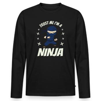 Je suis un ninja - T-shirt manches longues Premium bio Homme - noir - Devant - Nico (187cm)