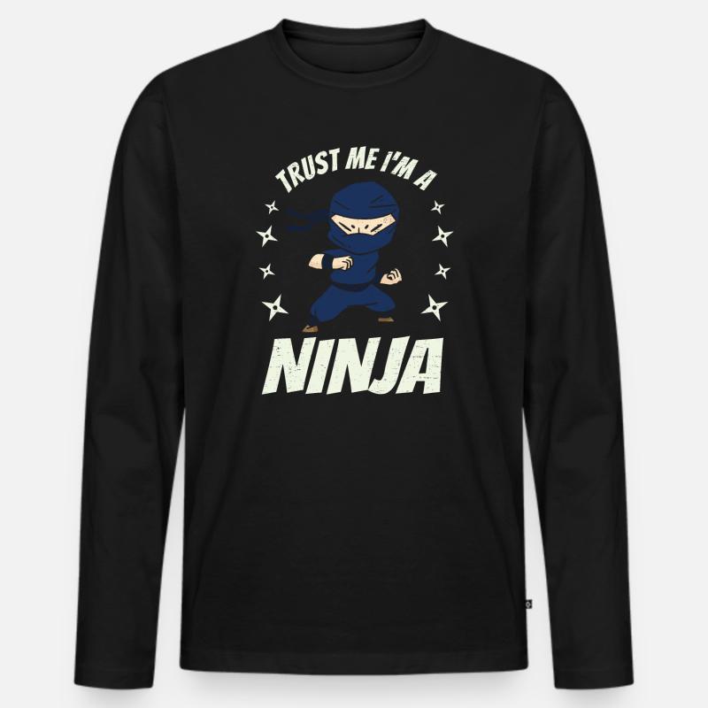 Ich bin ein Ninja - Männer Premium Bio Langarmshirt - Schwarz