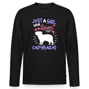 Capybara - Männer Premium Bio Langarmshirt - Schwarz - Vorne - Nico (187cm)