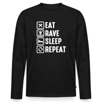 Techno Musik Rave - Männer Premium Bio Langarmshirt - Schwarz - Vorne - Nico (187cm)