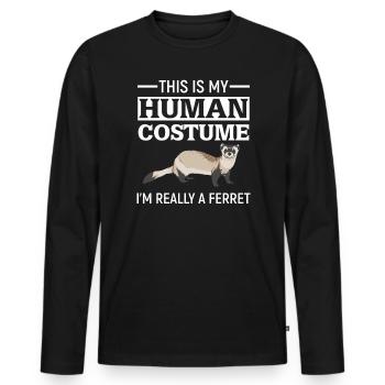 Frettchen - Männer Premium Bio Langarmshirt - Schwarz - Vorne - Nico (187cm)