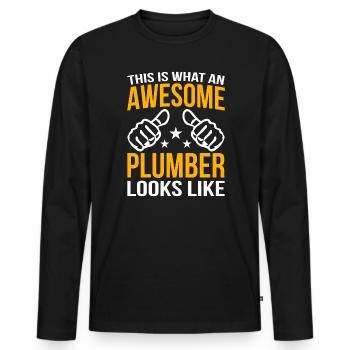 Plumber Plumber - Men's Premium Organic Long Sleeve Shirt - black - Front - Nico (187cm)