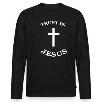 Kreuz Jesus Christus Christentum Erlöser Messias - Männer Premium Bio Langarmshirt - Schwarz - Vorne - Nico (187cm)