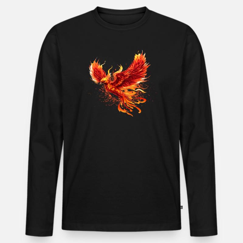 Phoenix Firebird majestätisches Krafttier - Männer Premium Bio Langarmshirt - Schwarz