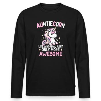 Tante, Tante, Licorne - T-shirt manches longues Premium bio Homme - noir - Devant - Nico (187cm)