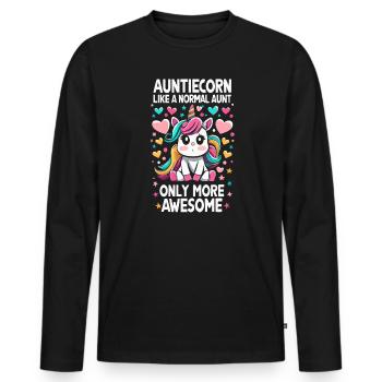Tante, Tante, Licorne - T-shirt manches longues Premium bio Homme - noir - Devant - Nico (187cm)