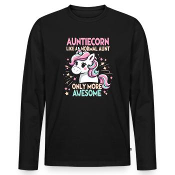 Tante, Tante, Licorne - T-shirt manches longues Premium bio Homme - noir - Devant - Nico (187cm)