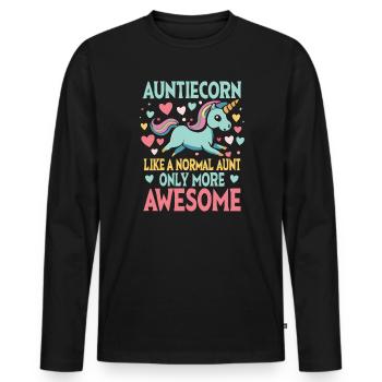 Tante, Tante, Licorne - T-shirt manches longues Premium bio Homme - noir - Devant - Nico (187cm)