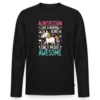 Tante, Tante, Licorne - T-shirt manches longues Premium bio Homme - noir - Devant - Nico (187cm)