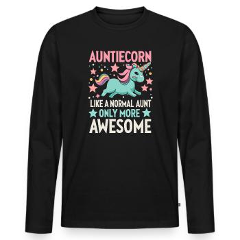 Tante, Tante, Licorne - T-shirt manches longues Premium bio Homme - noir - Devant - Nico (187cm)