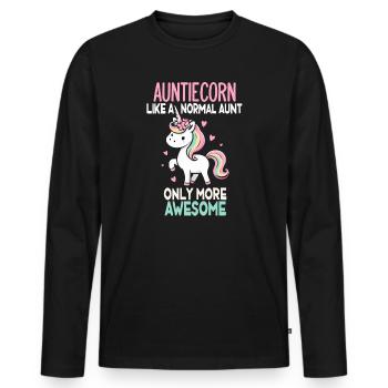 Tante, Tante, Licorne - T-shirt manches longues Premium bio Homme - noir - Devant - Nico (187cm)