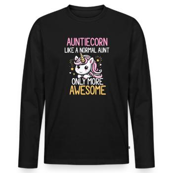 Tante, Tante, Licorne - T-shirt manches longues Premium bio Homme - noir - Devant - Nico (187cm)