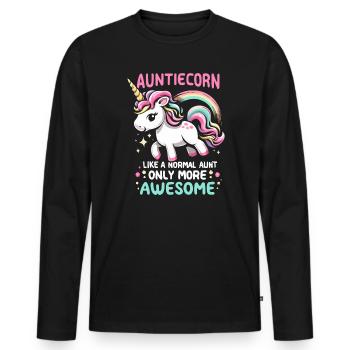 Tante, Tante, Licorne - T-shirt manches longues Premium bio Homme - noir - Devant - Nico (187cm)