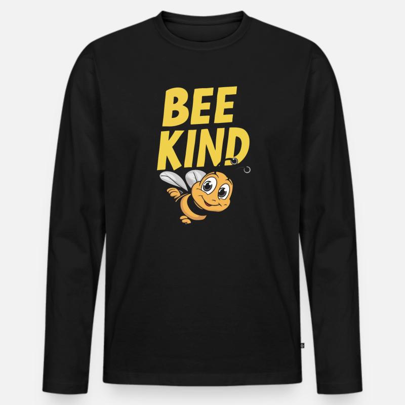 Bee Kind Biene - Männer Premium Bio Langarmshirt - Schwarz