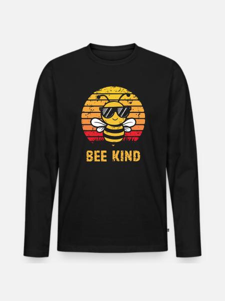 Bee Kind Biene - Männer Premium Bio Langarmshirt - Schwarz