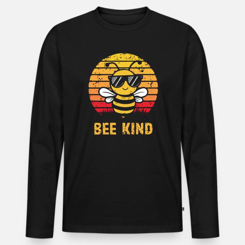 Bee Kind Biene - Männer Premium Bio Langarmshirt - Schwarz