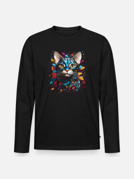Bengal Katze - Männer Premium Bio Langarmshirt - Schwarz