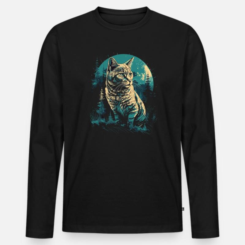 Bengal Katze - Männer Premium Bio Langarmshirt - Schwarz