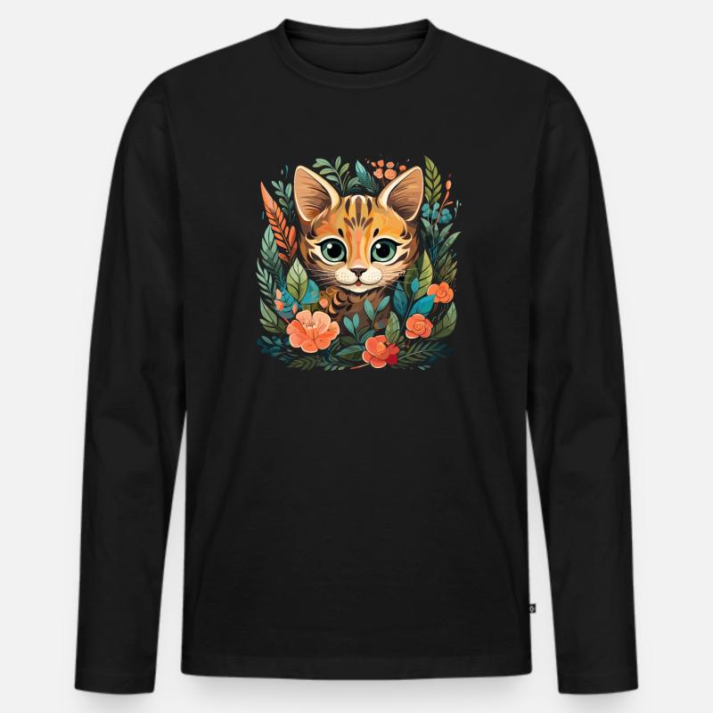 Bengal Katze - Männer Premium Bio Langarmshirt - Schwarz