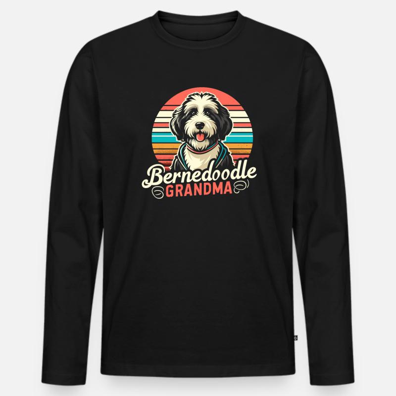 Bernedoodle Hund Oma - Männer Premium Bio Langarmshirt - Schwarz