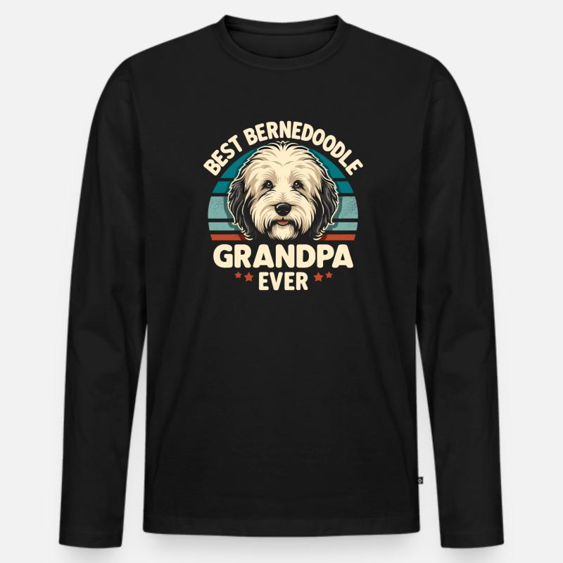Bernedoodle Hund Opa - Männer Premium Bio Langarmshirt - Schwarz